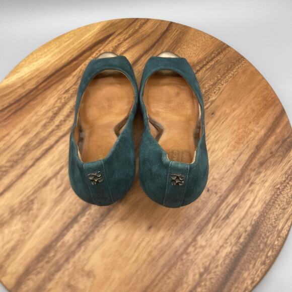 Coach High Heels Womens Size 9 B Green Leather Going Out Formal Peep Toe Shoes - Picture 5 of 8